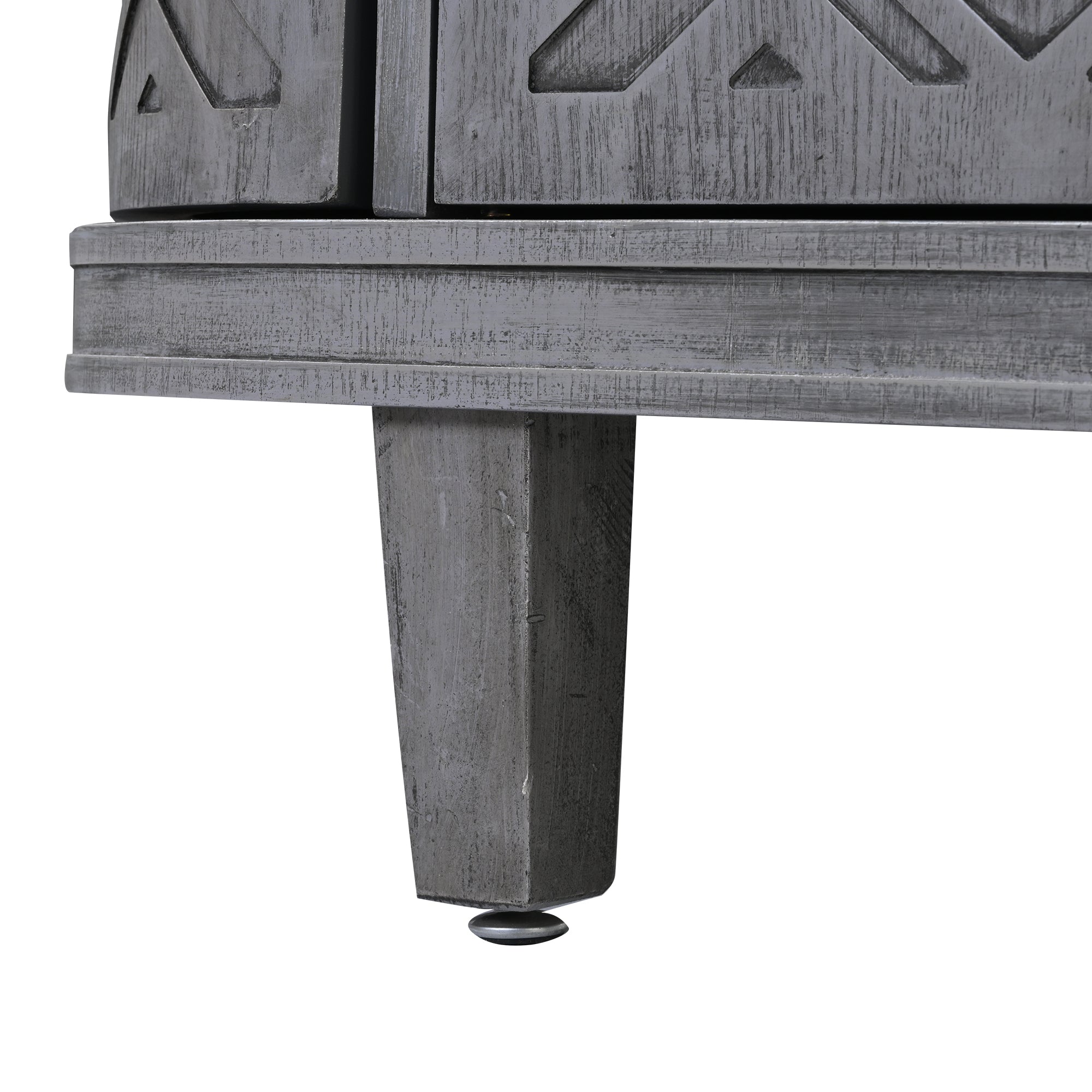Accent Storage Cabinet Sideboard Wooden with Antique Pattern Doors - Grey