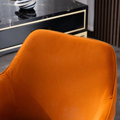 Home Office Chair with Gold Metal Legs and Universal Wheels - Orange