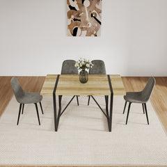 Set of 4 Modern Kitchen Dining Room Chairs, Cushion Seat and Sturdy Black Metal Legs - Gray