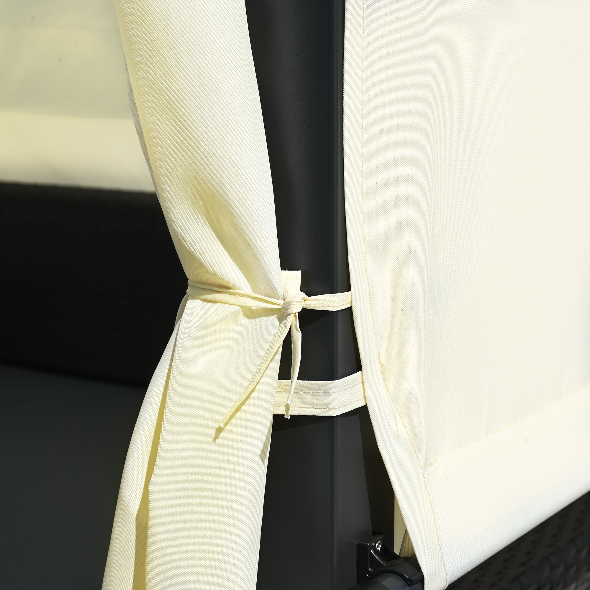 Outdoor Swing Bed for 2-3 People, Adjustable Curtains - Beige
