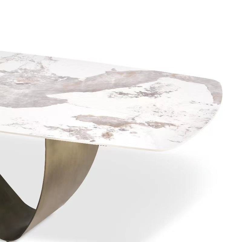 Modern Brilliant Sintered Stone Dining Table 63x35.4x29.5inch