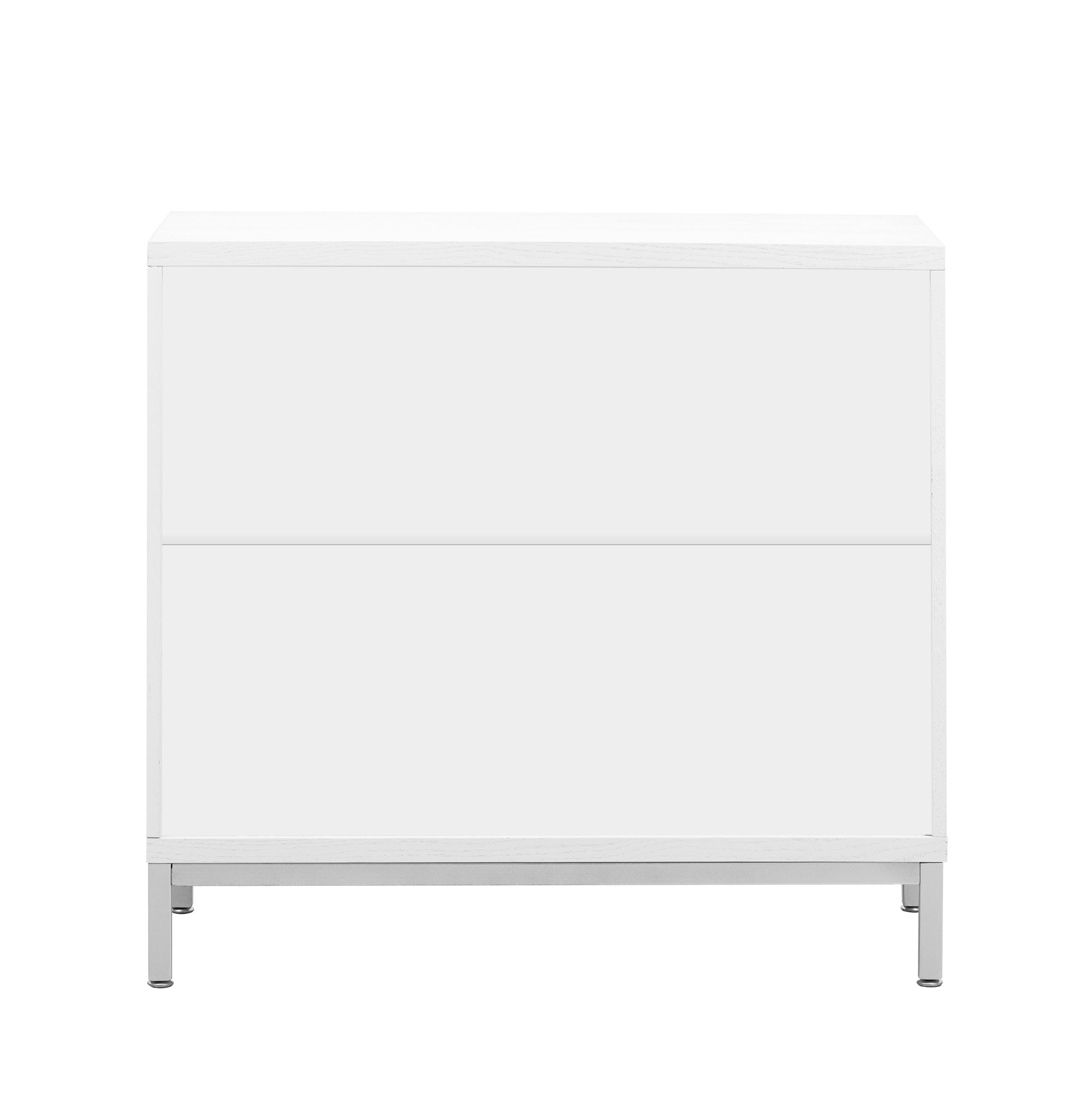 Accent Cabinet with Solid Wood Veneer and Metal Leg Frame for Living Room, Entryway, Dining Room - White
