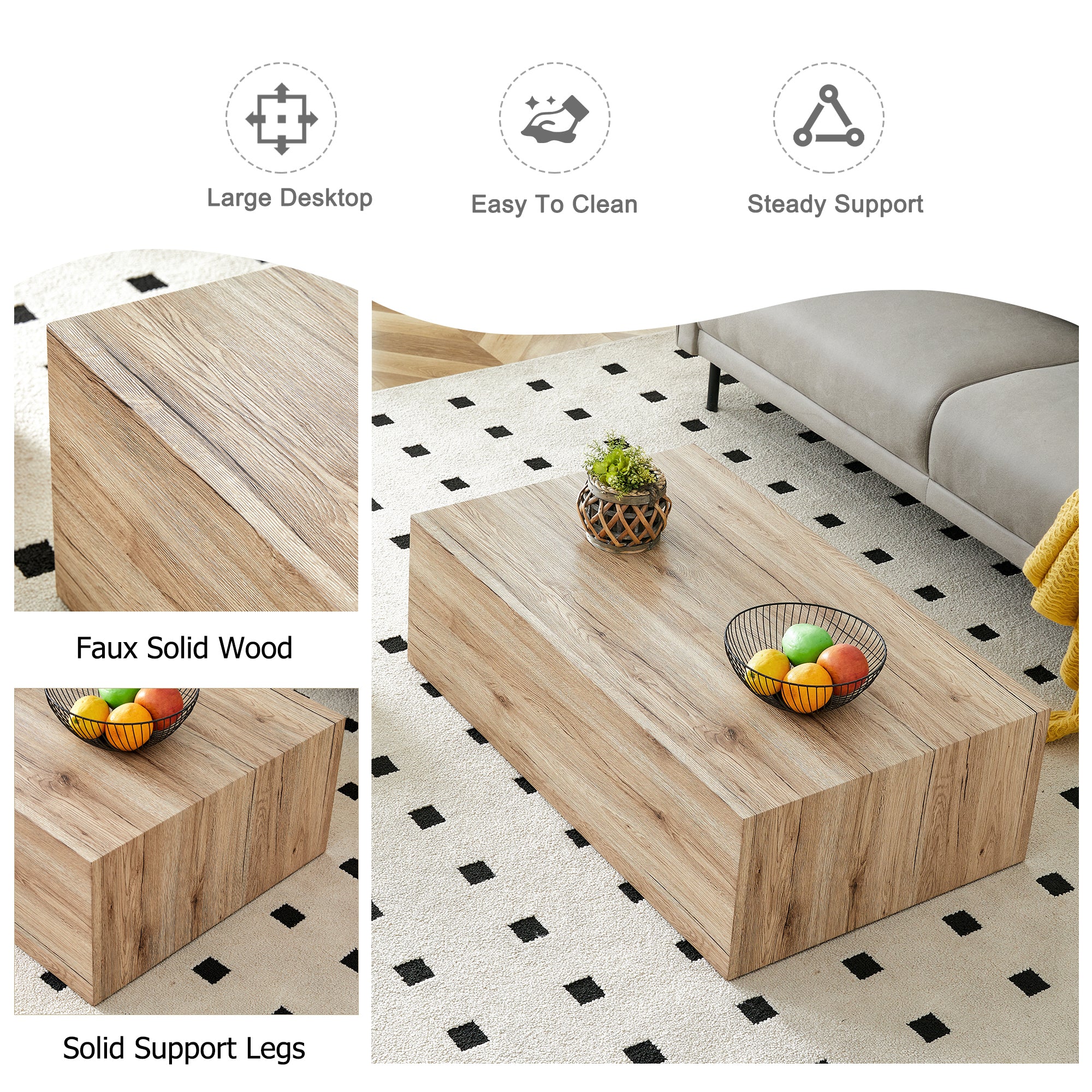 Design Coffee Table with Wood Texture Pattern