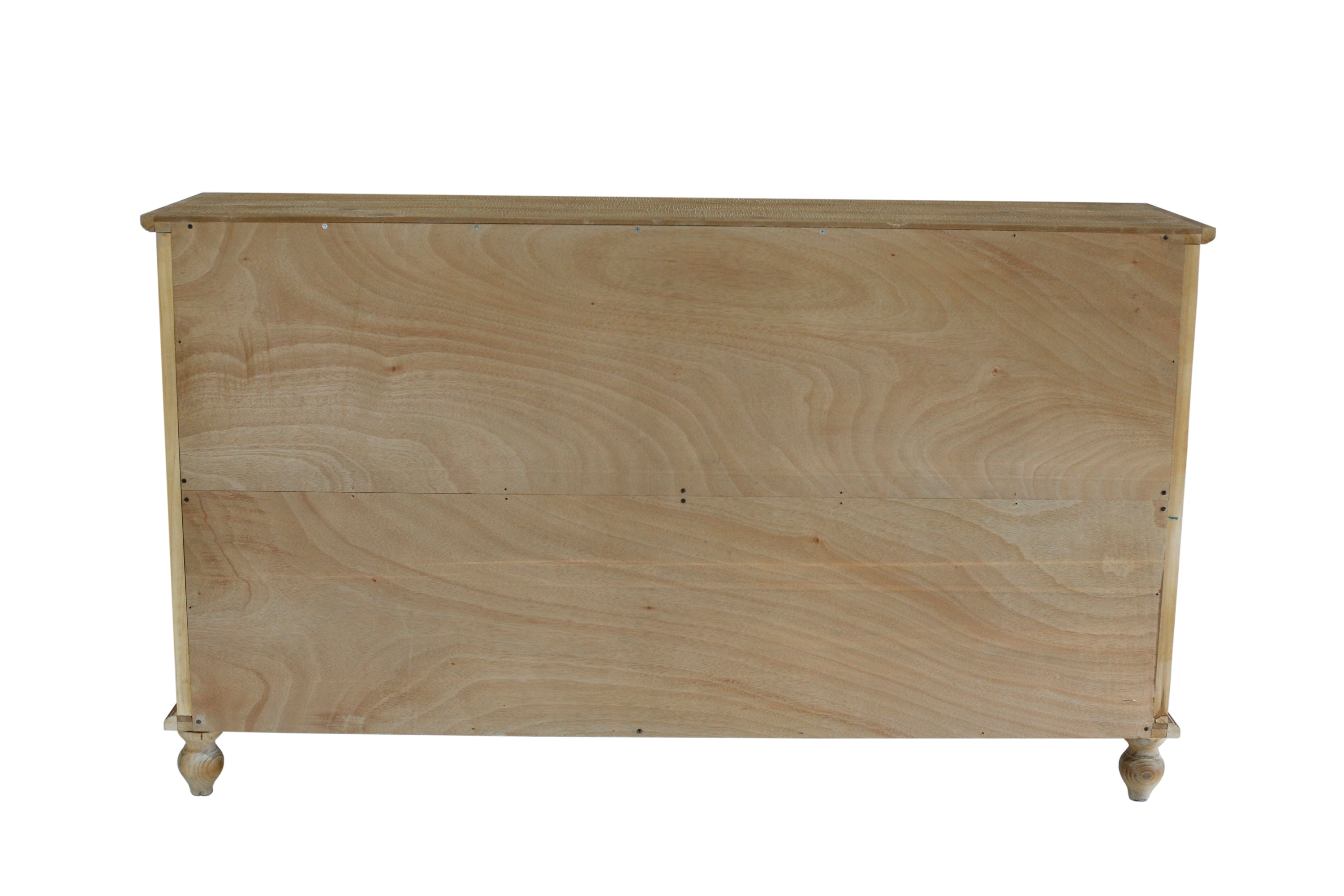 Farmhouse Sideboard Buffet with Storage, Accent Cabinet with 4 Doors, Wood Carved Floral Doors - Natural