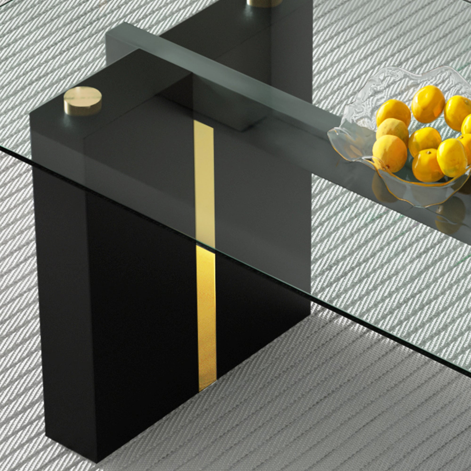 Modern Rectangular Glass Dining Table for 6-8 people - Black Legs