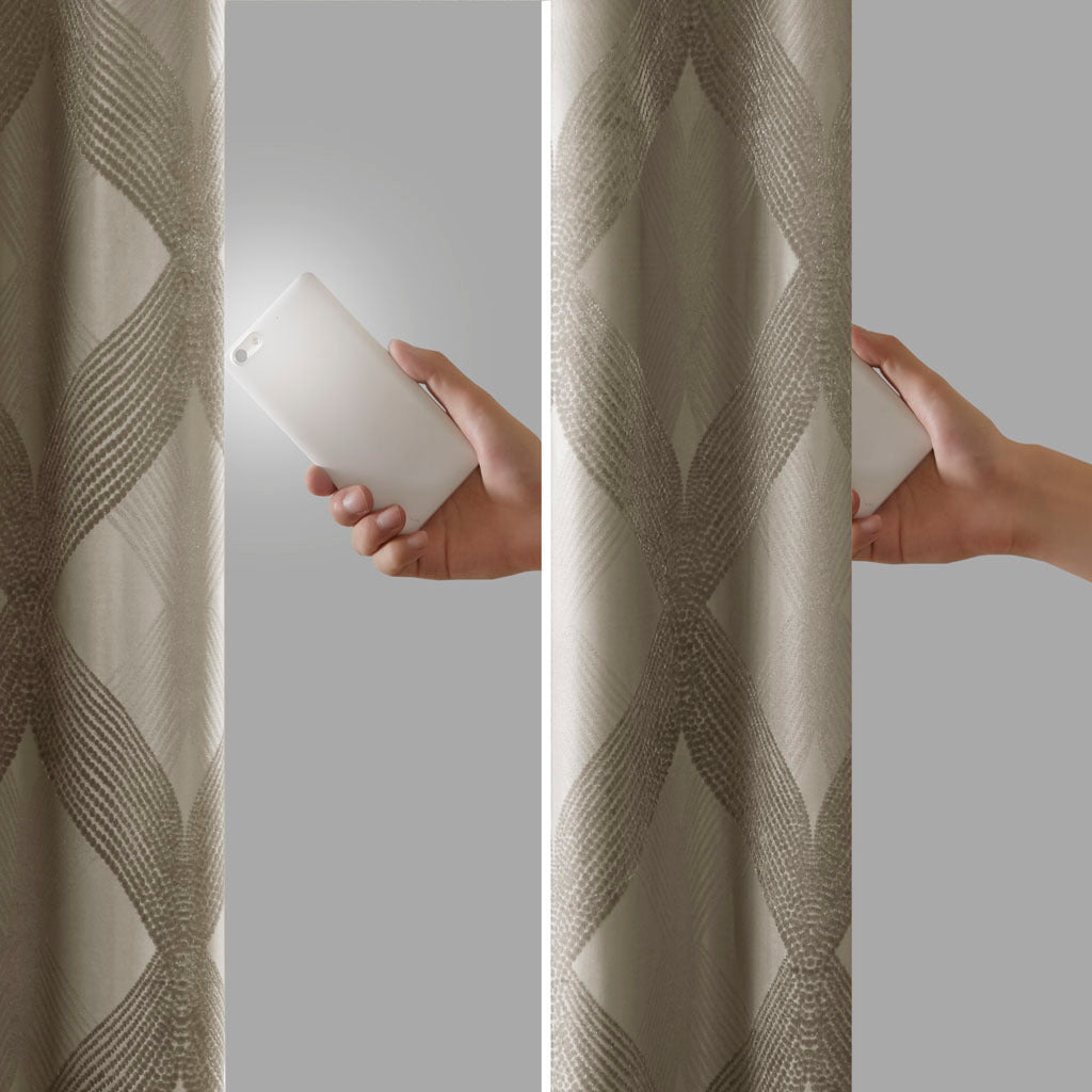 50x84" Ogee Knitted Jacquard Total Blackout Curtain Panel - Taupe