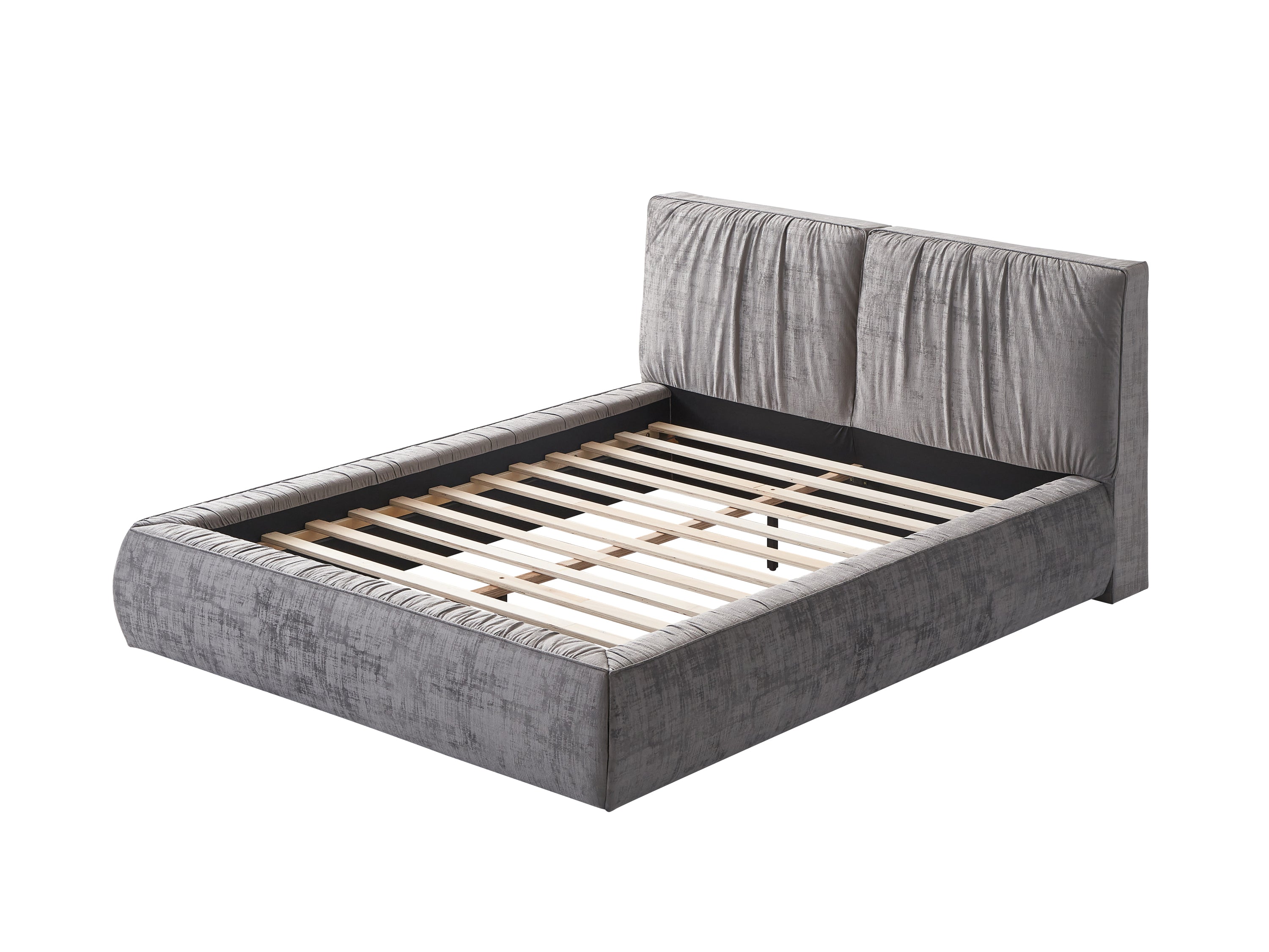 Velvet Eastern King Bed - Gray