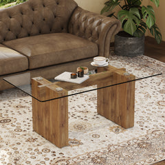 Modern Minimalist Transparent Tempered Glass Coffee Table and Dining Table