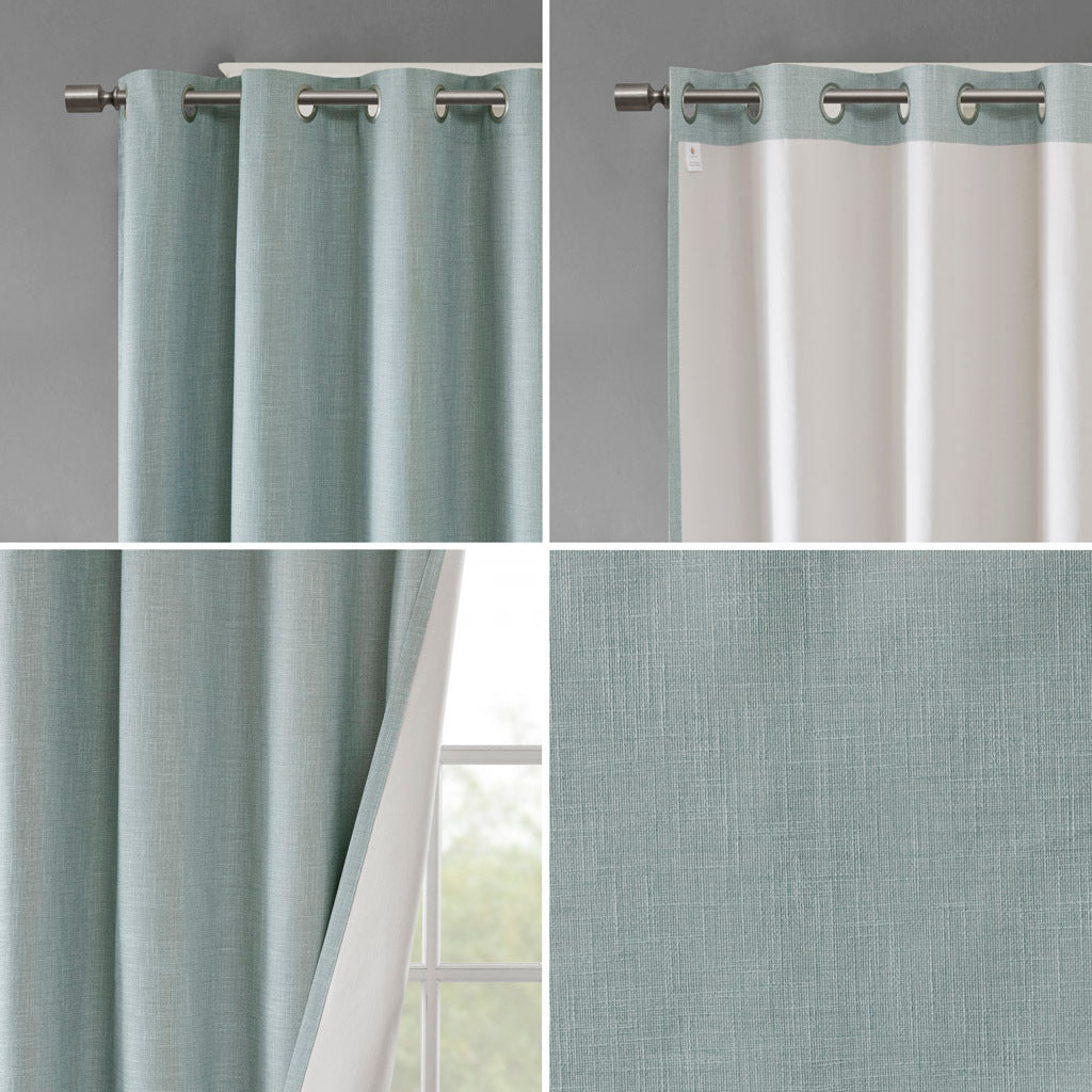 50x84"  Printed Heathered Blackout Grommet Top Curtain Panel - Seafoam