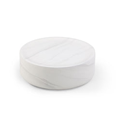 31.49'' Round coffee table,Sturdy Fiberglass table for Living Room, White, No Need Assembly.WHITE