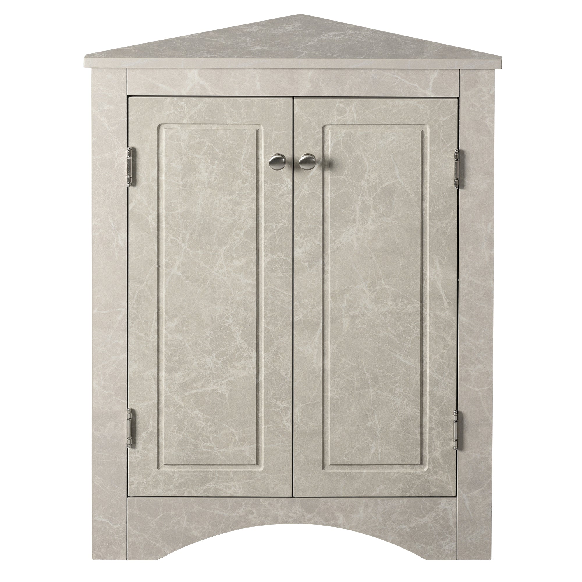 White Marble Triangle Bathroom Storage Cabinet with Adjustable Shelves