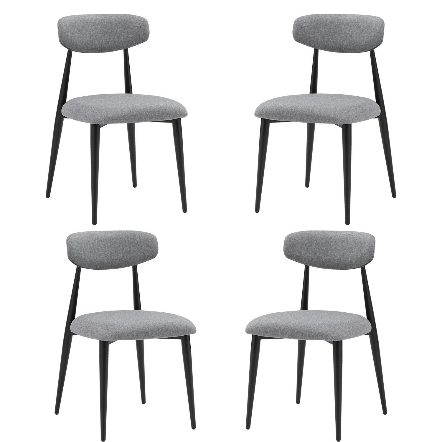 Modern Dining Chairs Curved Backrest Round (Set of 4) - Grey