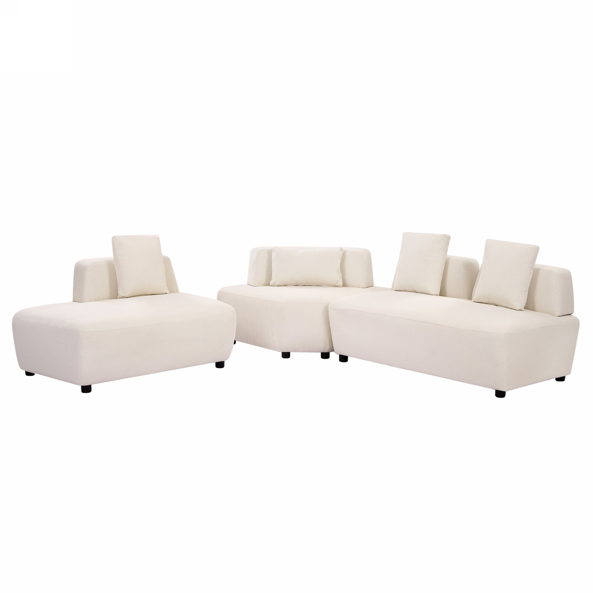 Contemporary 3-piece Sectional Sofa Free Convertible sofa with Four Removable Pillows - Beige