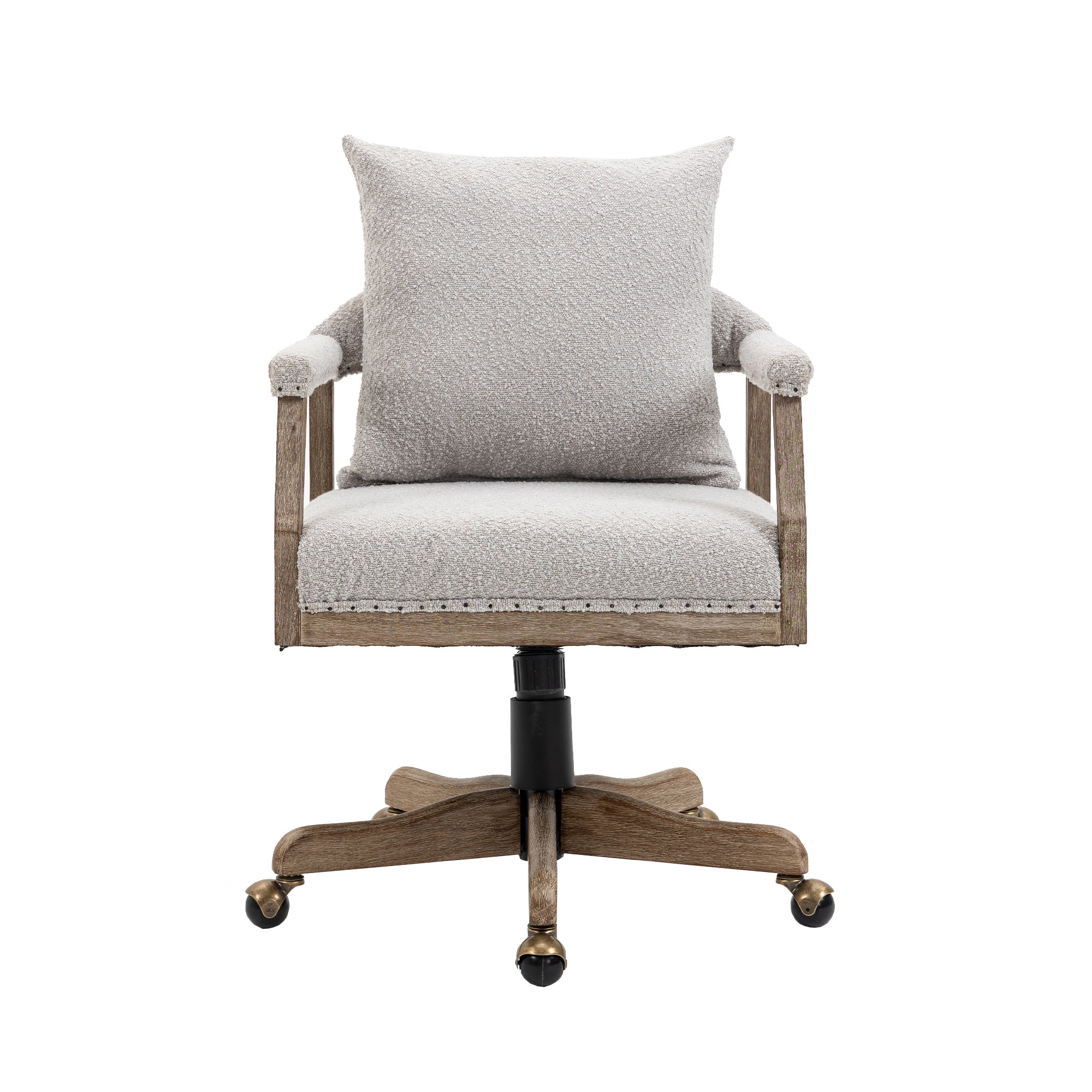 Office Chair Adjustable Swivel Chair Fabric Seat Home Study Chair - Light Gray