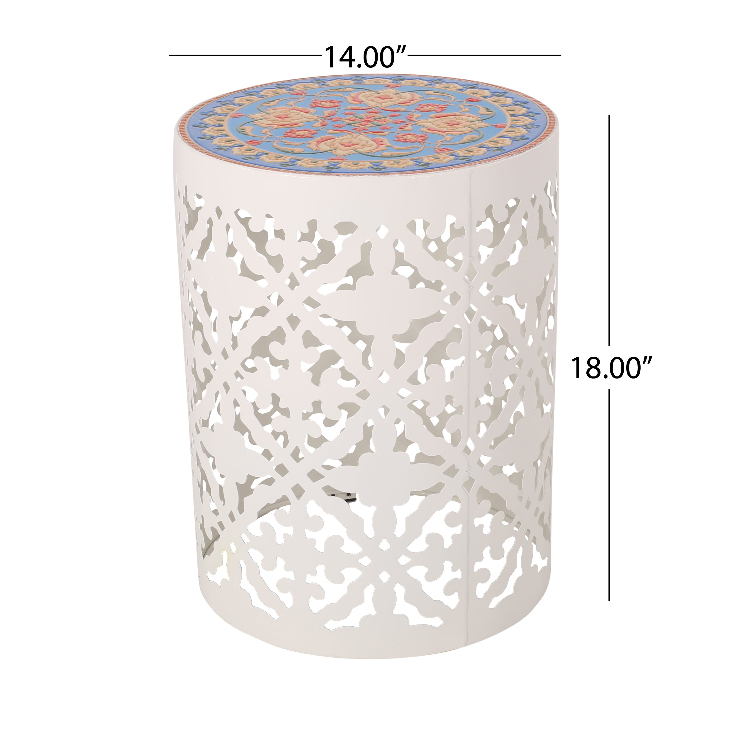 Mosaic Metal Fram Side Table - White