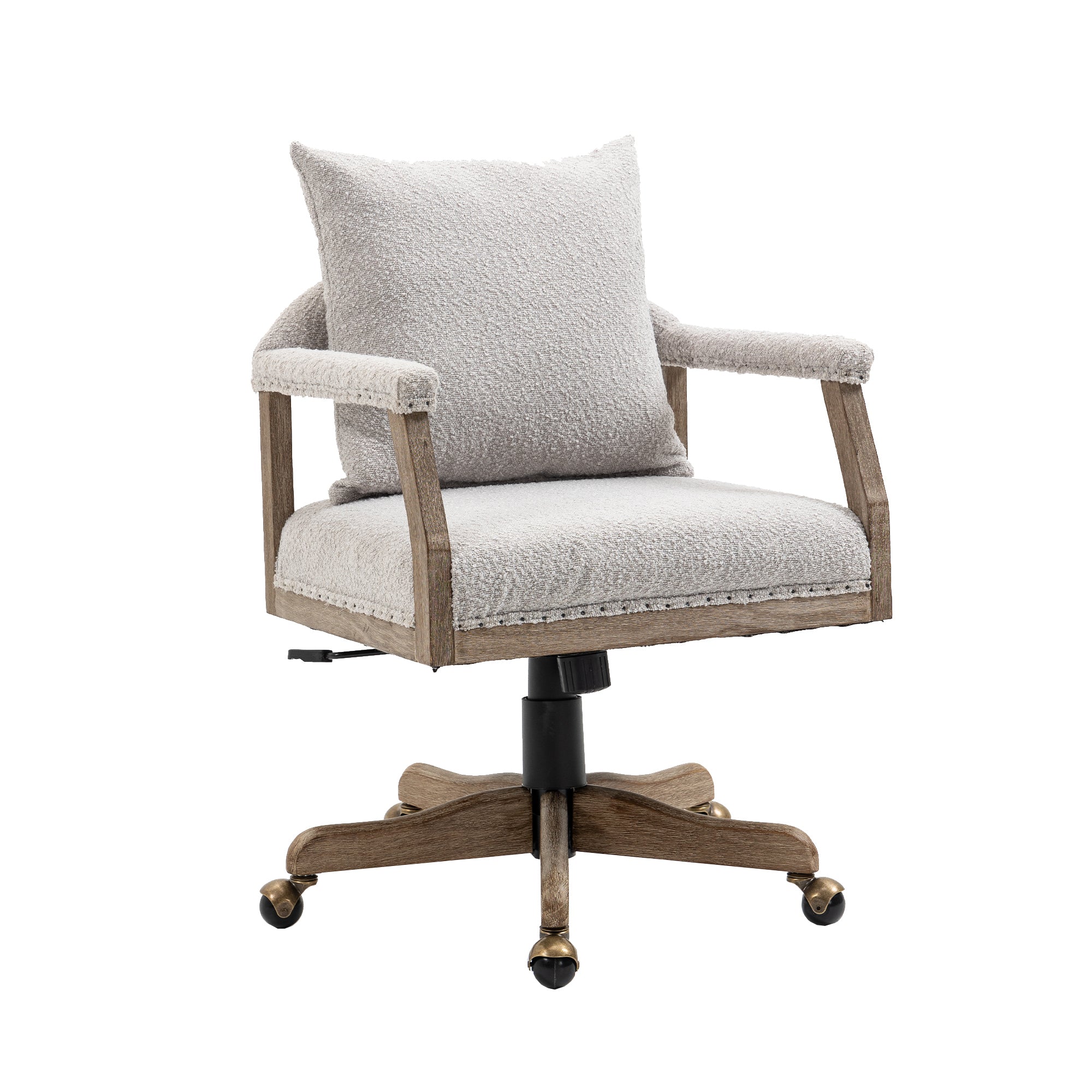 Office Chair Adjustable Swivel Chair Fabric Seat Home Study Chair - Light Gray