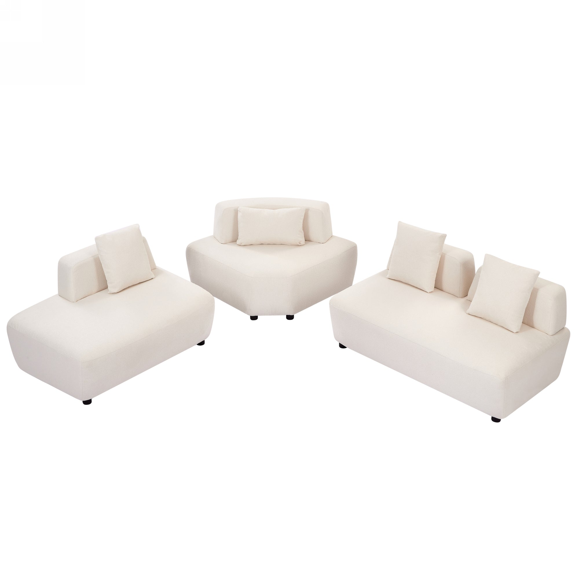 Contemporary 3-piece Sectional Sofa Free Convertible sofa with Four Removable Pillows - Beige