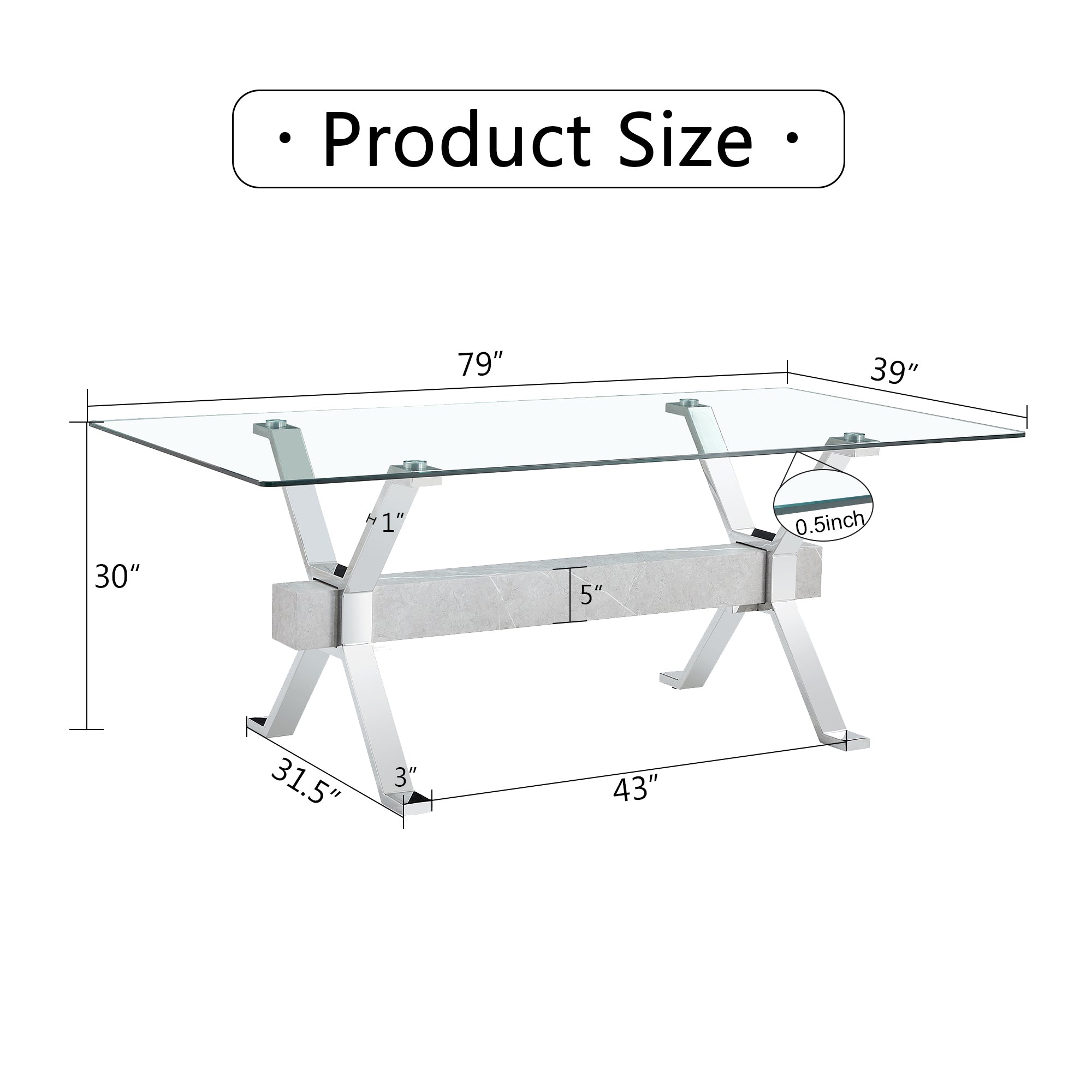 Modern Tempered Glass Dining Table