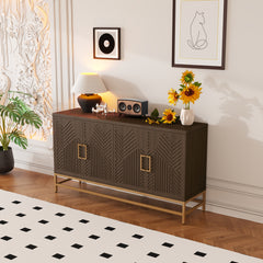 Sideboard Buffet Cabinet with Storage, sideboard cabinet with Adjustable Shelves, Rectangular Metal Handles and Legs for Kitchen, Living room, and Dining Room, Espresso