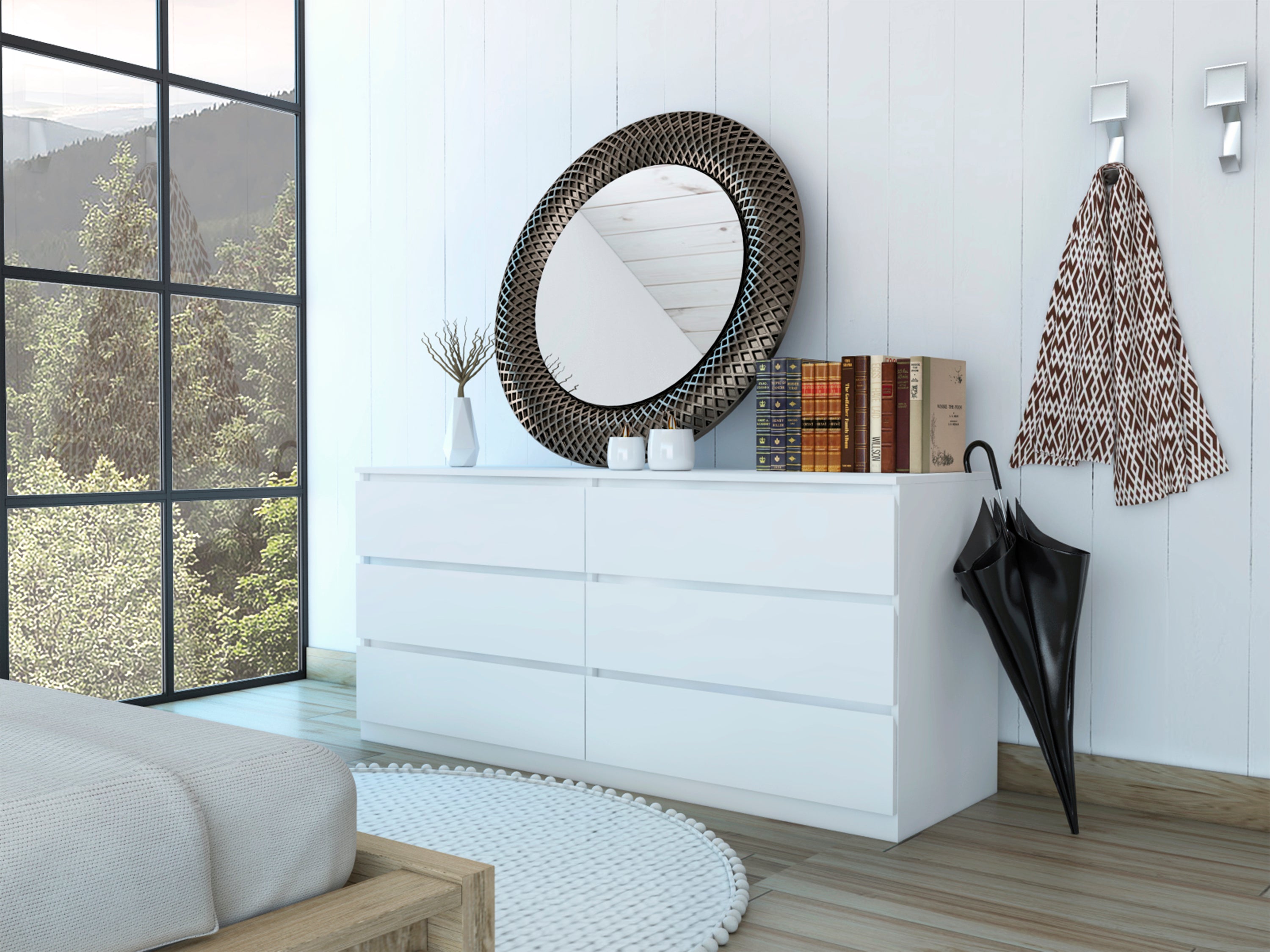 6 Drawer Double Dresser - White
