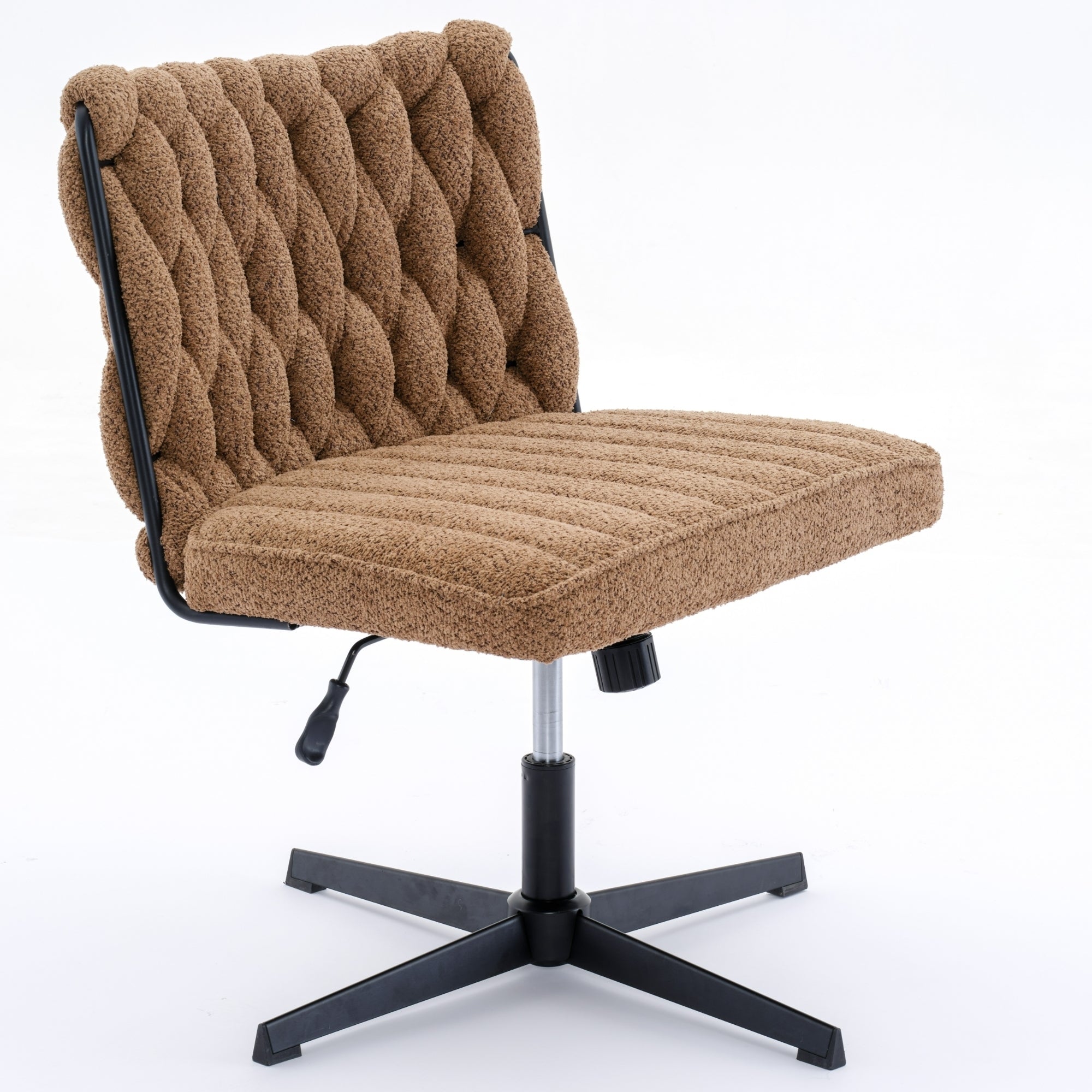 Armless Office Desk Chair No Wheels, Brown