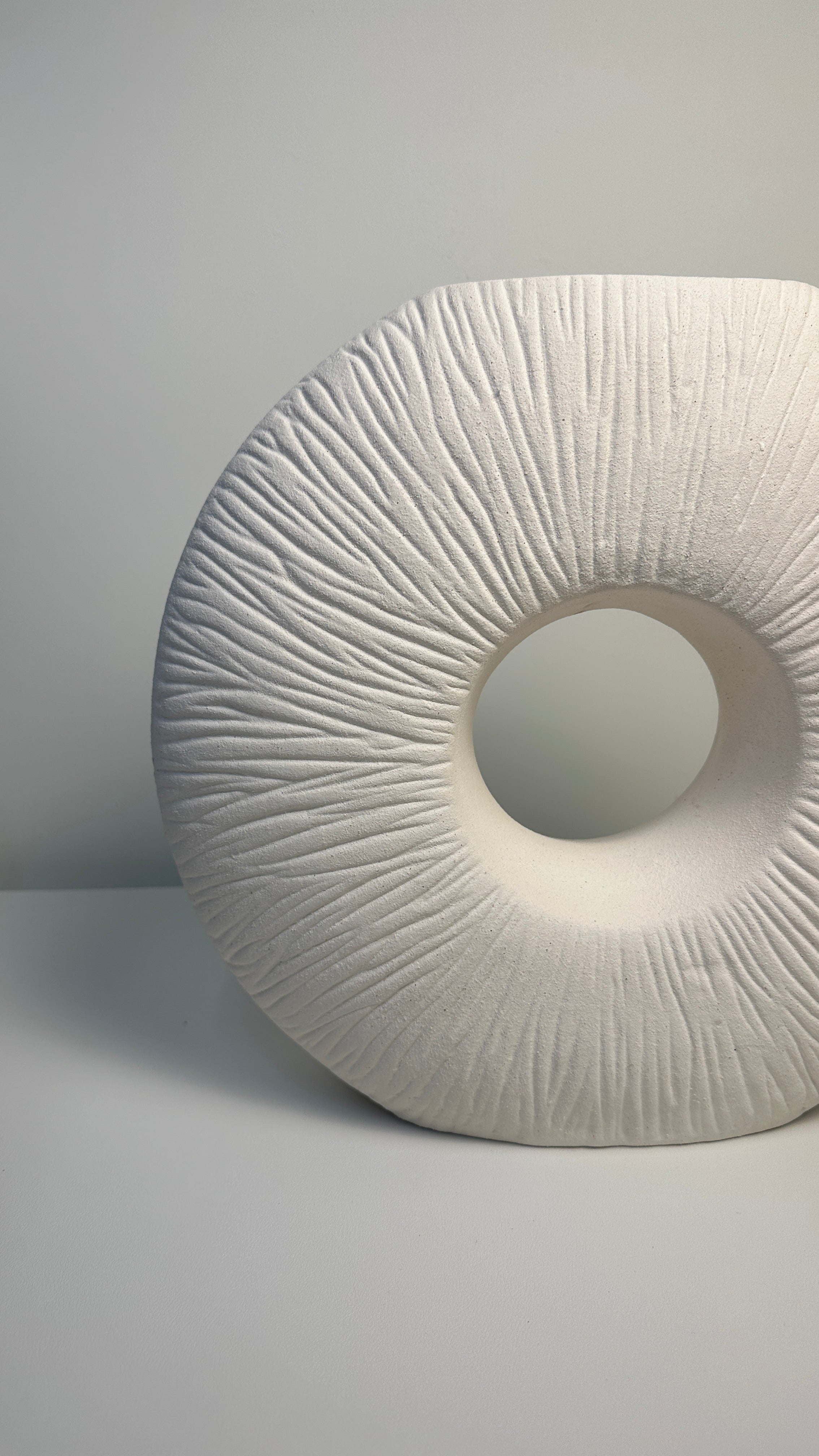 Minimalist Contemporary White Ceramic Vase 14 Inch