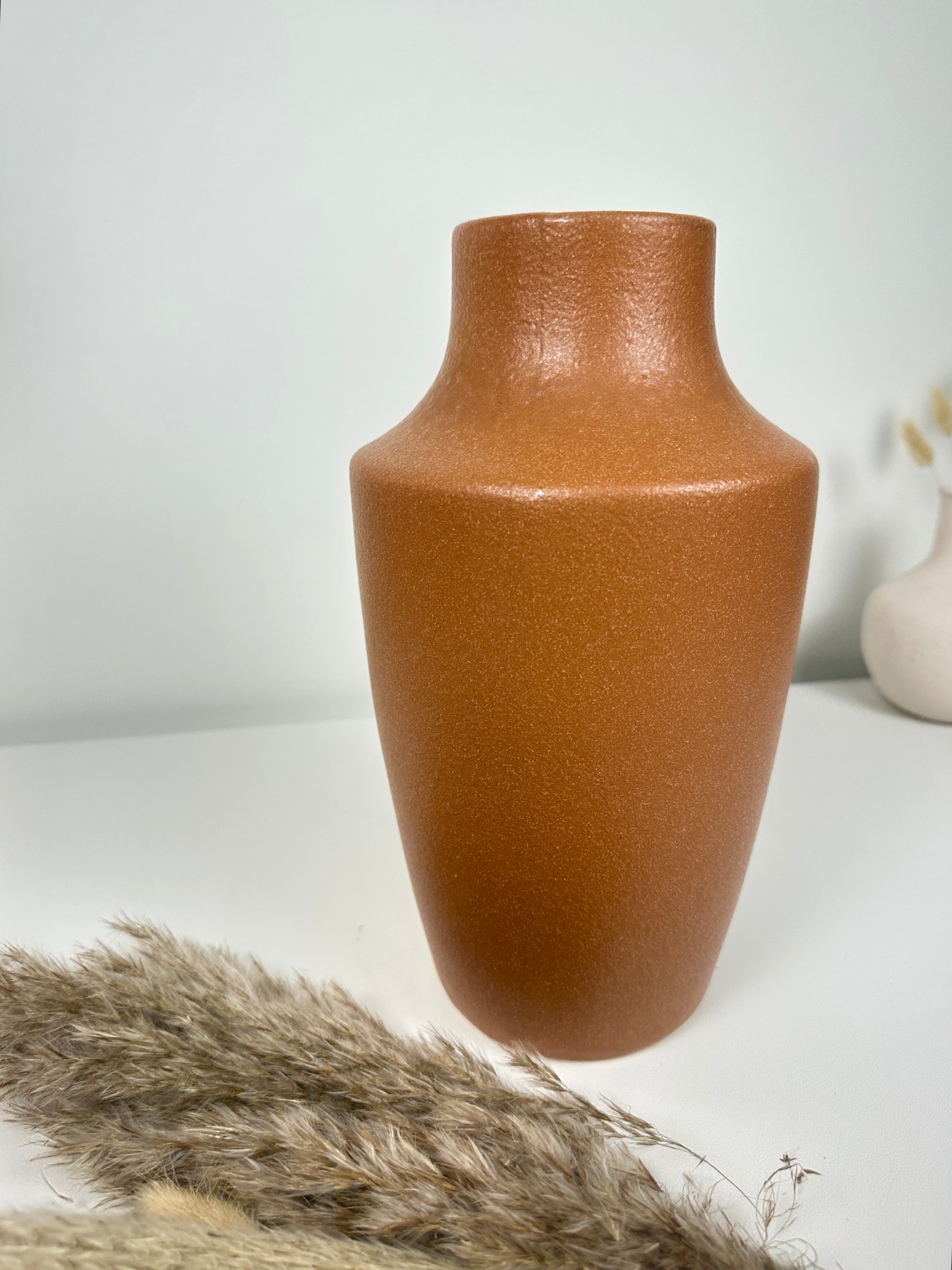 Retro Style Ceramic Brown Vase 11" tall