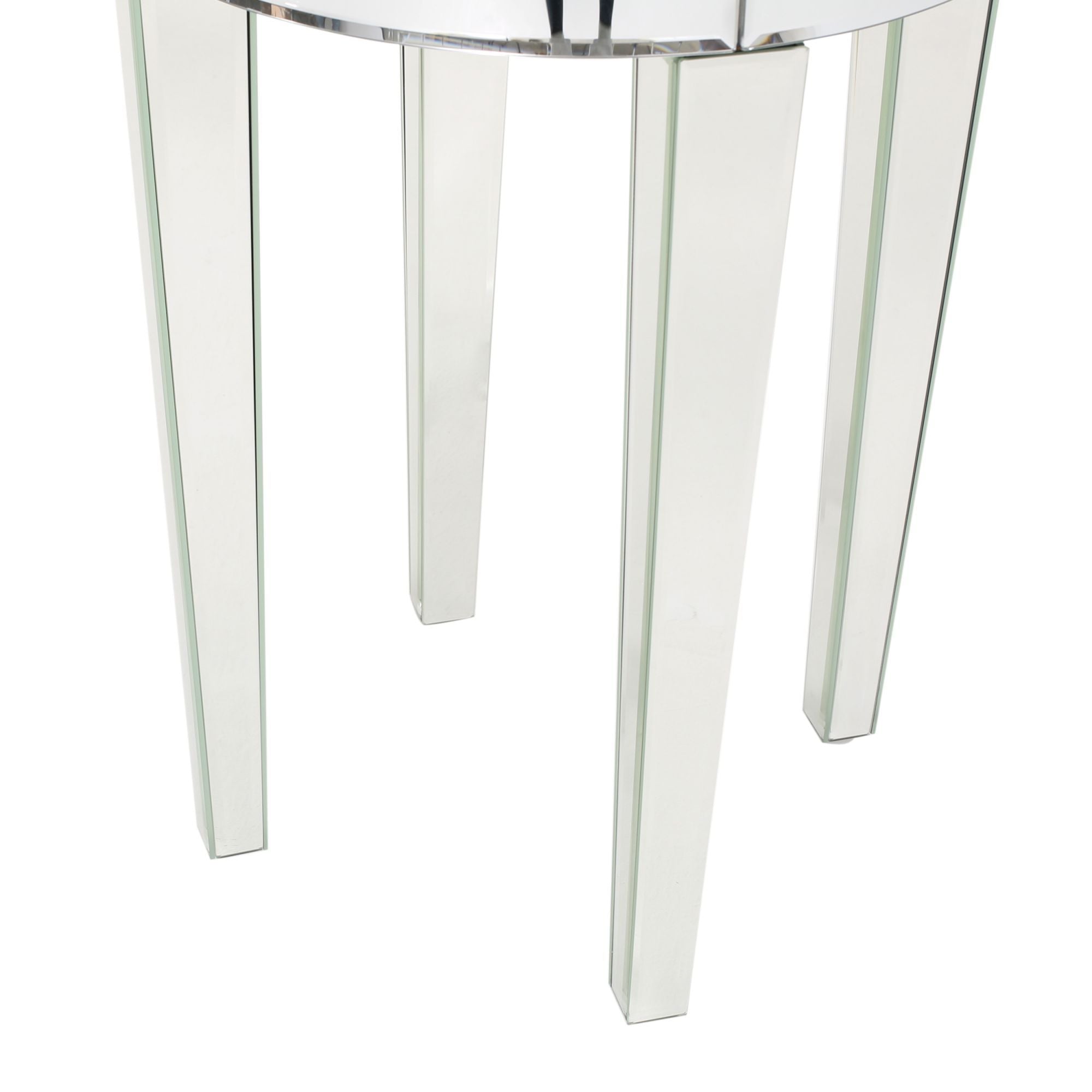 15.75'' Round Side Mirrored End Table Nightstand