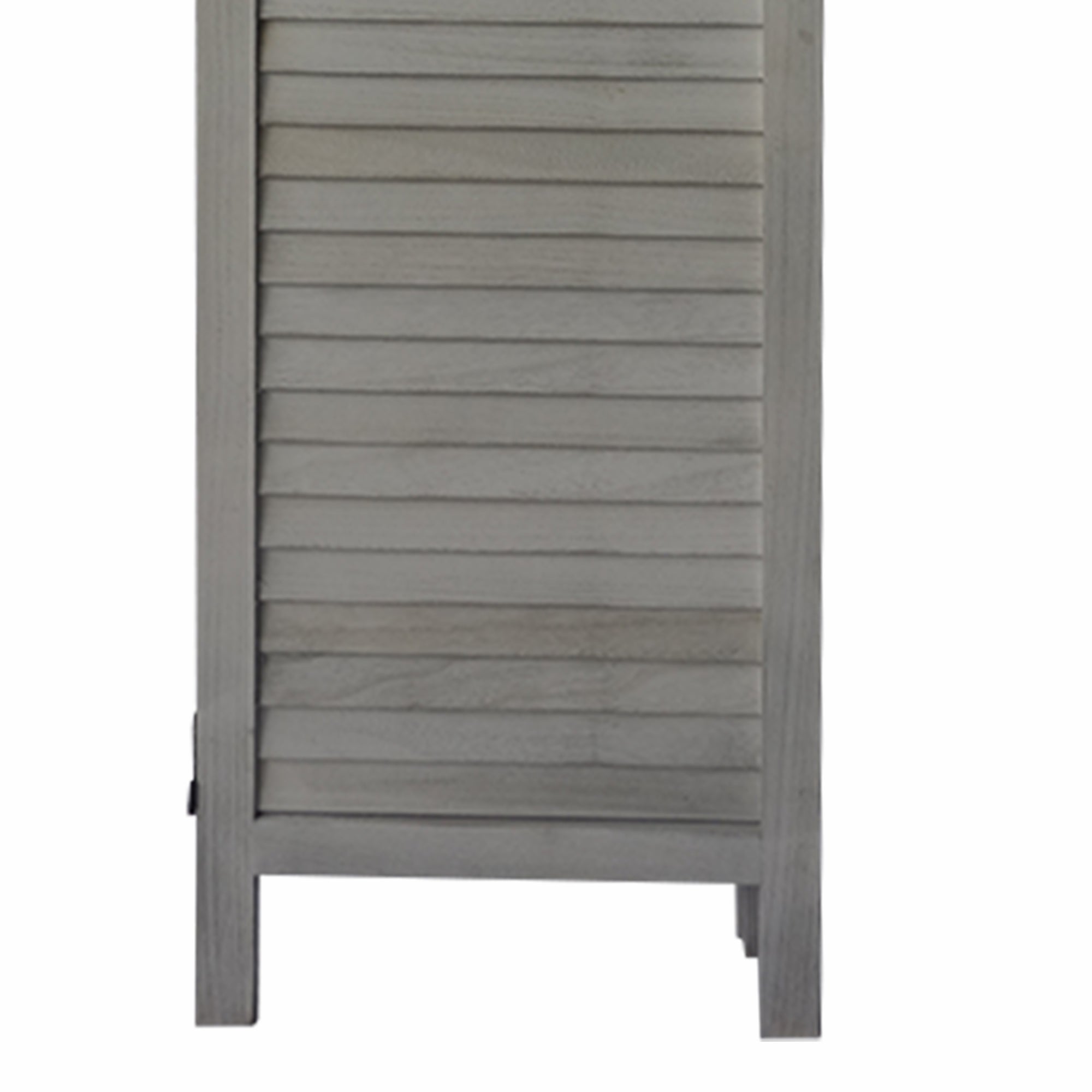 Paulownia Wood Panel Divider Screen, 67 Inch Ornate Scrolled Shutter Design, 3 Panels - Rustic Gray