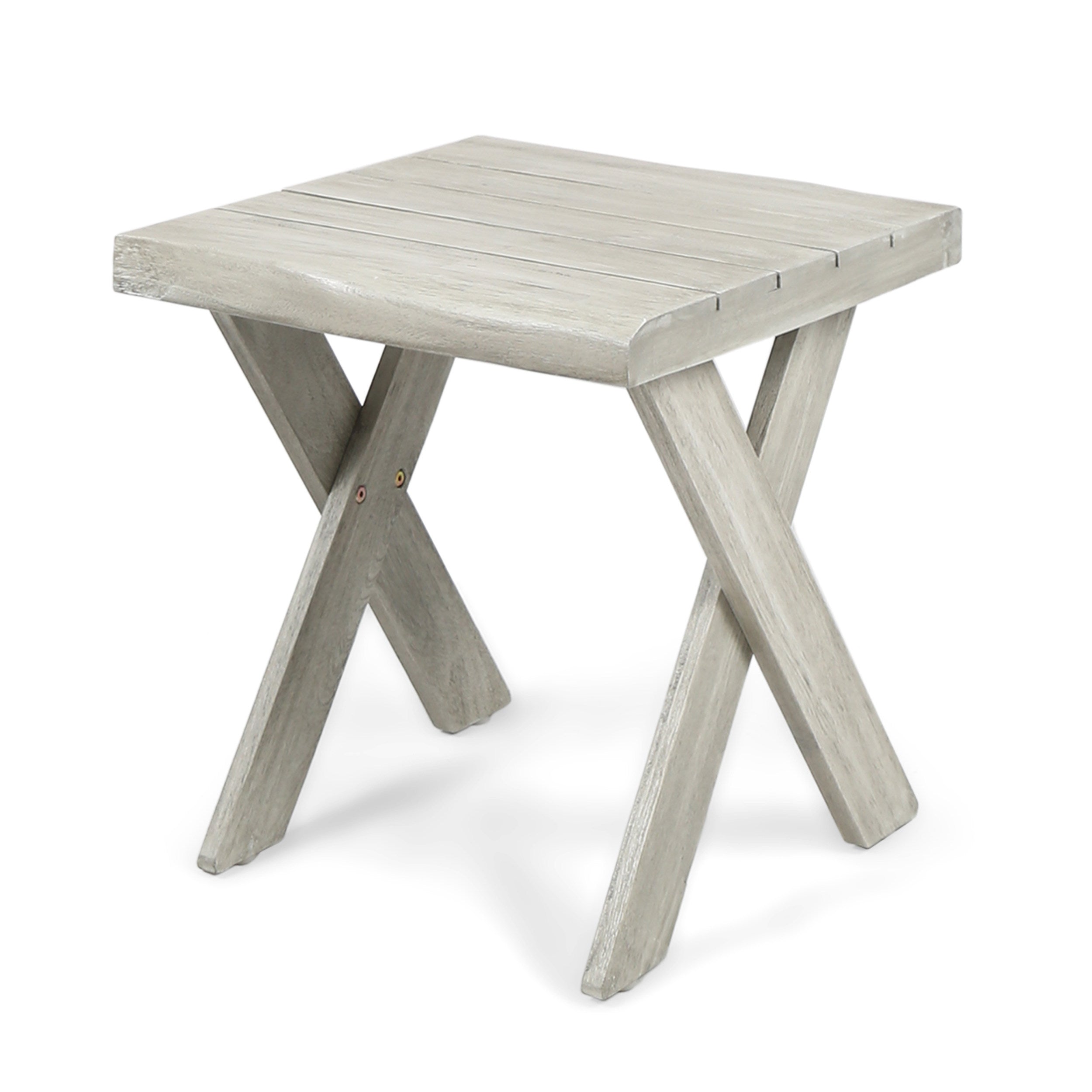 Rustic Tray Side Table - Light Grey