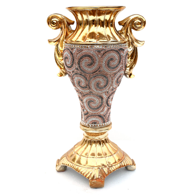 Chrome Plated Crystal Embellished Ceramic Vase