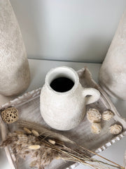 Roman Style Minimalist Ceramic Vase 9" tall Hand-painted and textured - Off White washed