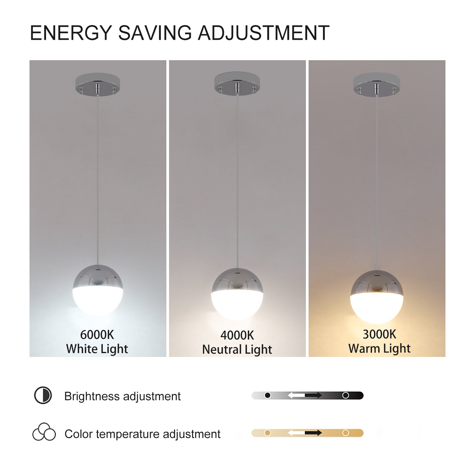 Pendant Light with Dimmable LED (Set of 3) - Chrome