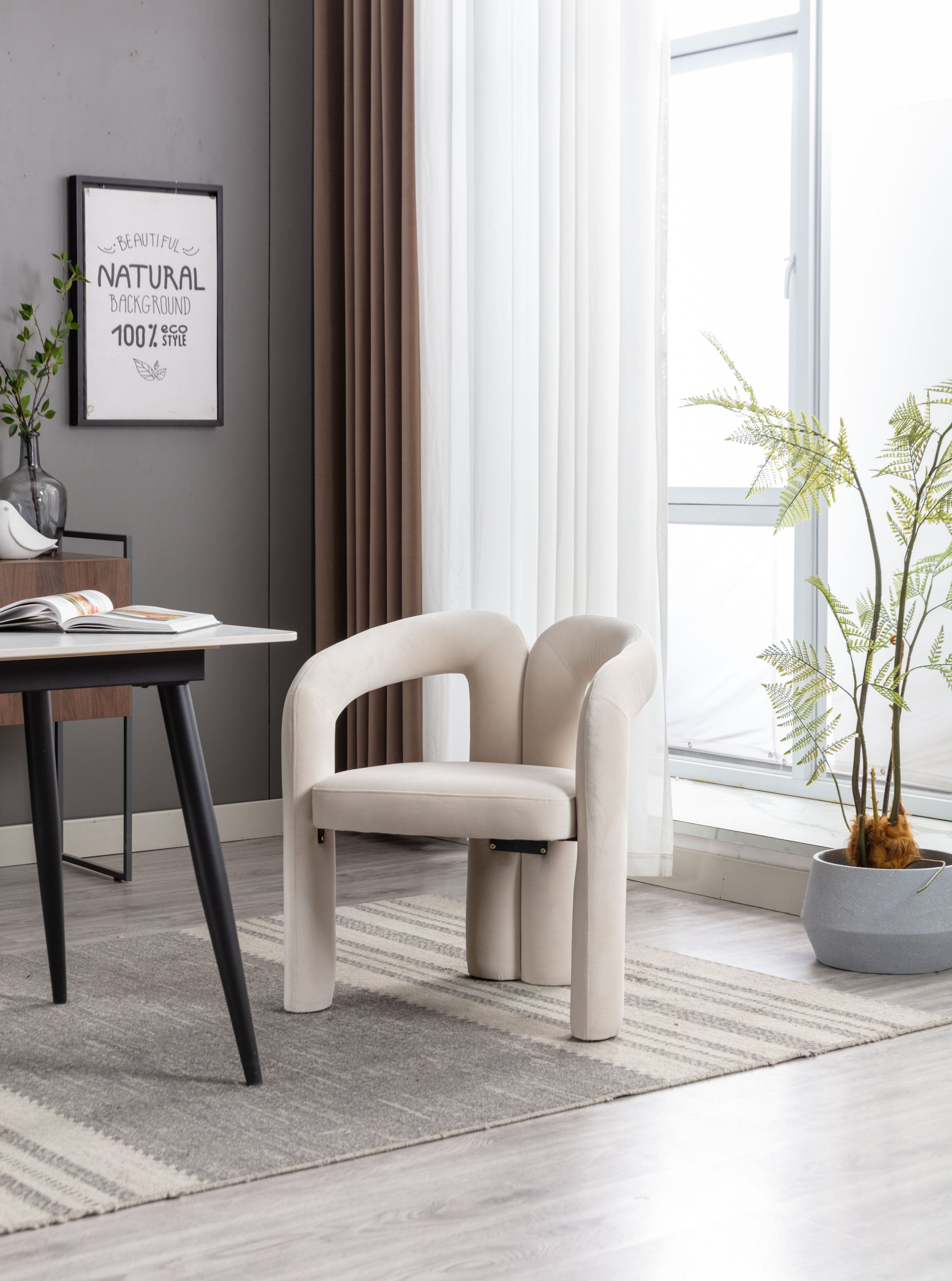 Contemporary Designed  Fabric Upholstered Accent/Dining Chair /Barrel Side Chairs Kitchen Armchair (Set of 2)