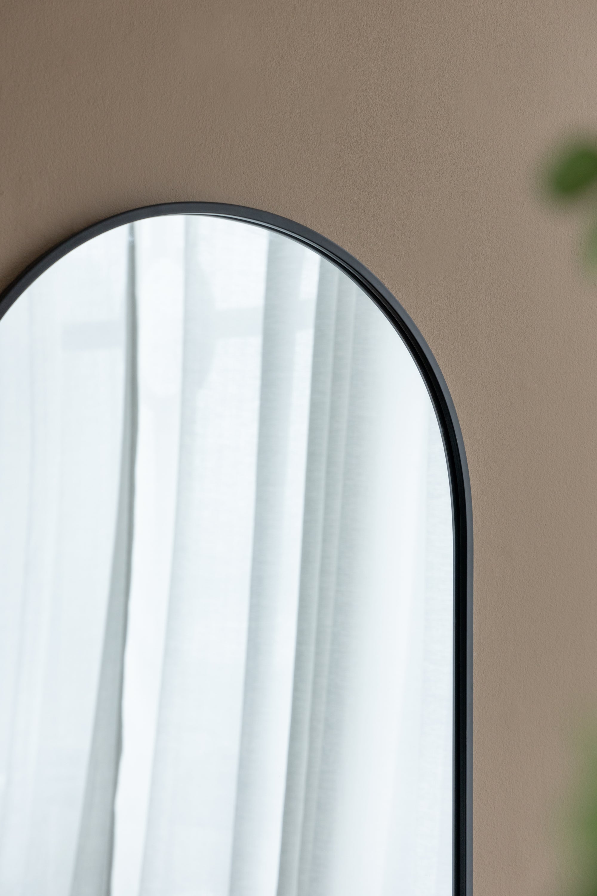 Black Arched Mirror with Metal Frame