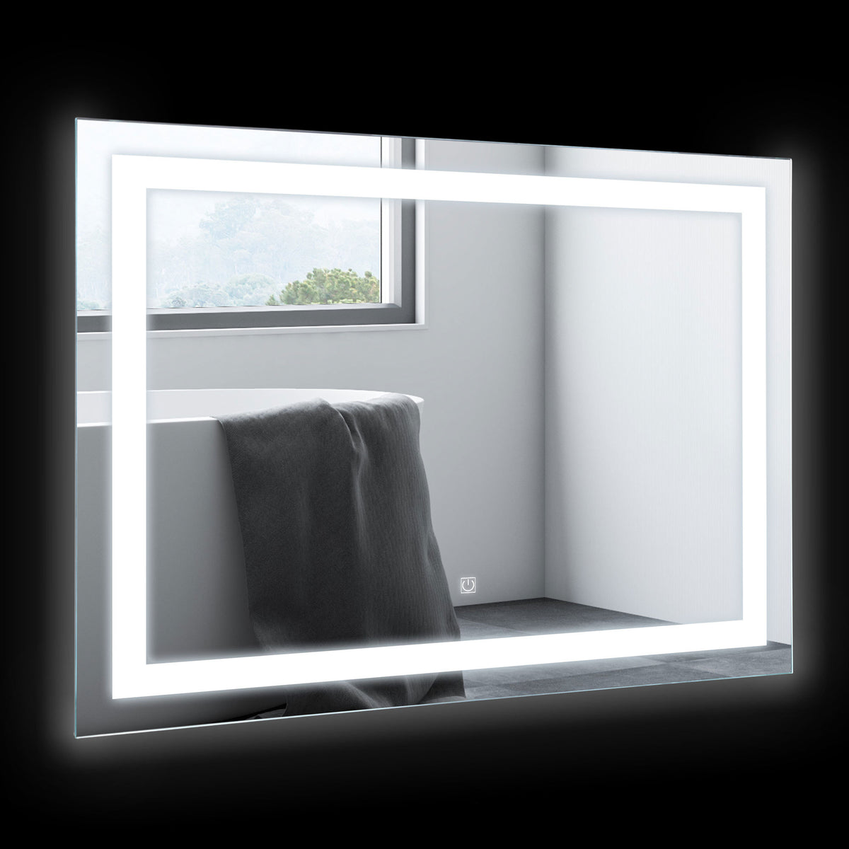 2' x 24'' LED Illuminated Bathroom Mirror, Wall Mounted Vanity Mirror with Dimmable Memory Touch, Waterproof, Horizontally or Vertically, Silver