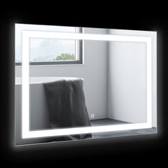 2' x 24'' LED Illuminated Bathroom Mirror, Wall Mounted Vanity Mirror with Dimmable Memory Touch, Waterproof, Horizontally or Vertically, Silver