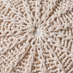 Bordeaux  Knitted Cotton Round Pouf, Beige
