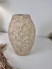 Rustic Minimalist Textured Hand-painted 10.5" tall - Beige Tan washed