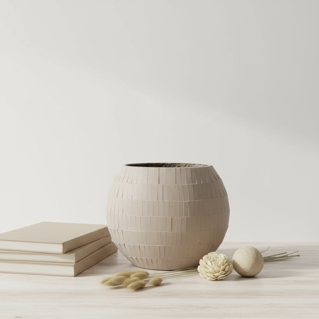 Mosaic Glass Vase 9", Tan Matte