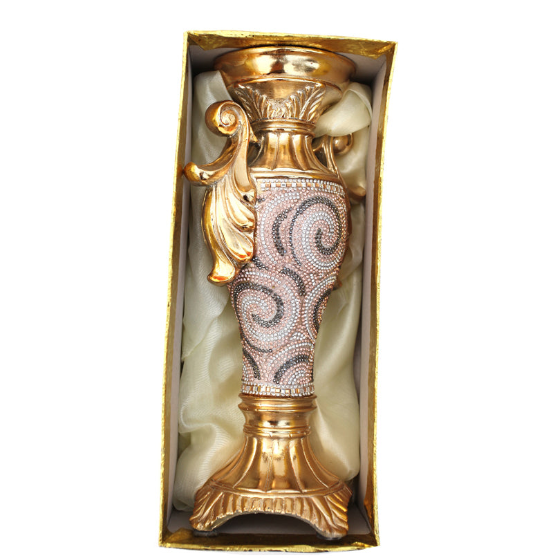Chrome Plated Crystal Embellished Ceramic Vase