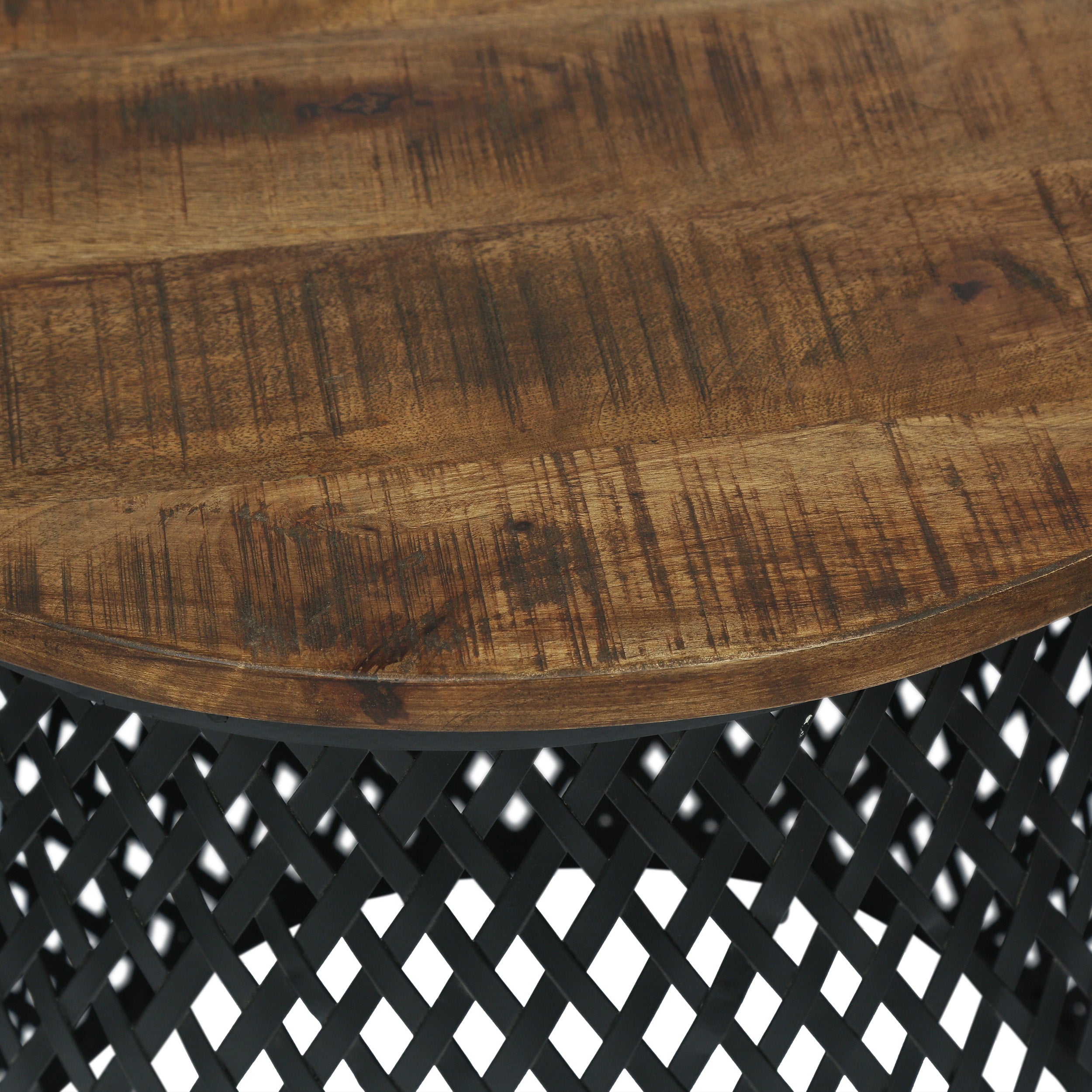 Modern Industrial Design Side Table - Natural + Black