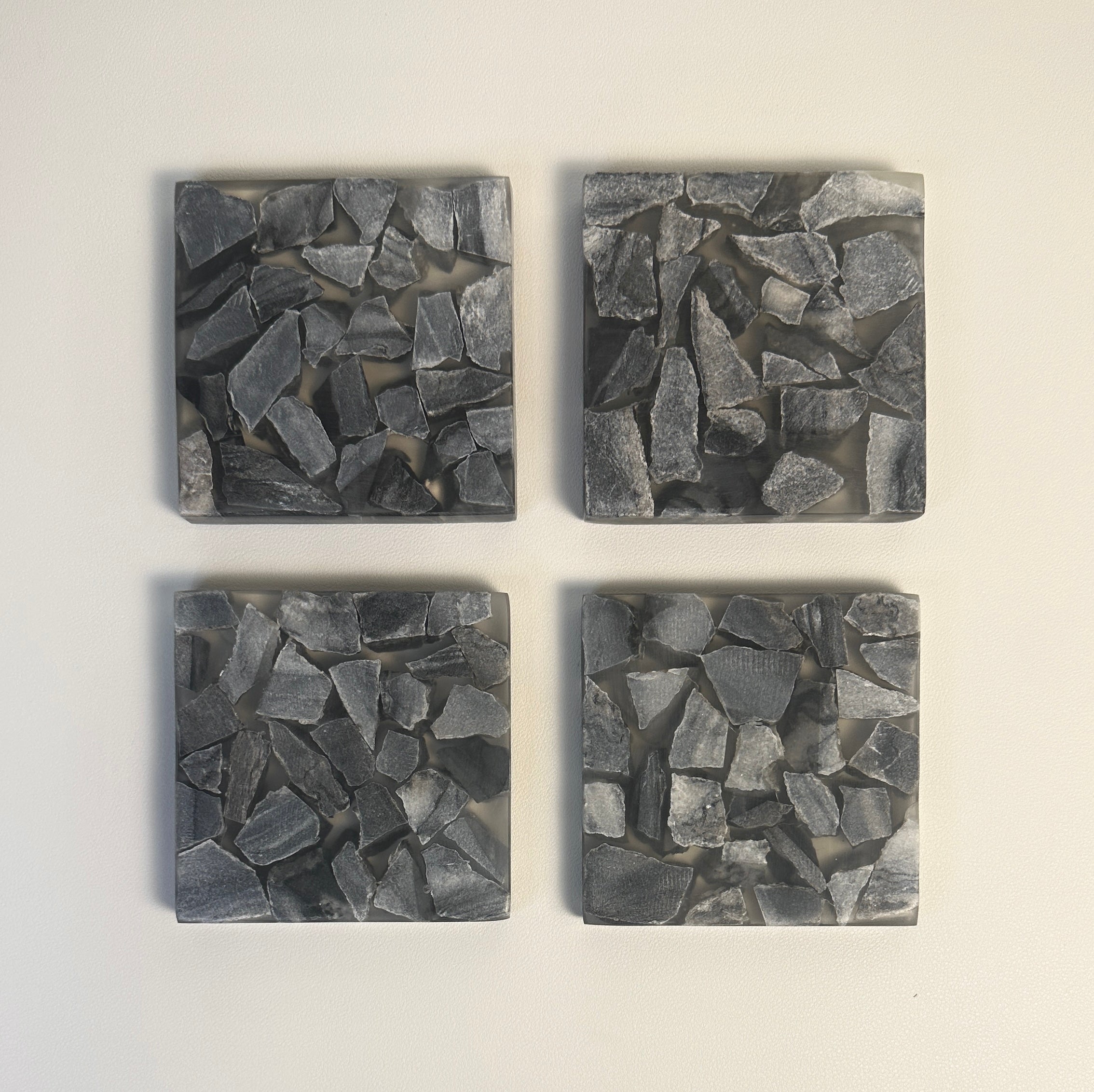 Black Grey Mosaic Marble Coasters Set of 4