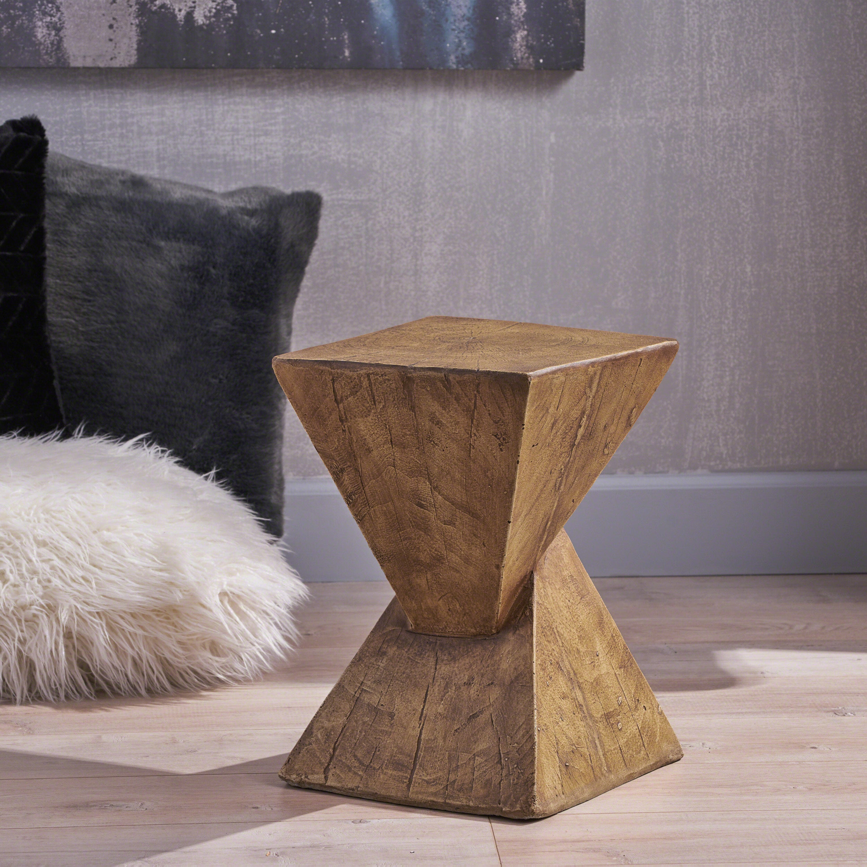 Modern Hourglass Side Table - Natural