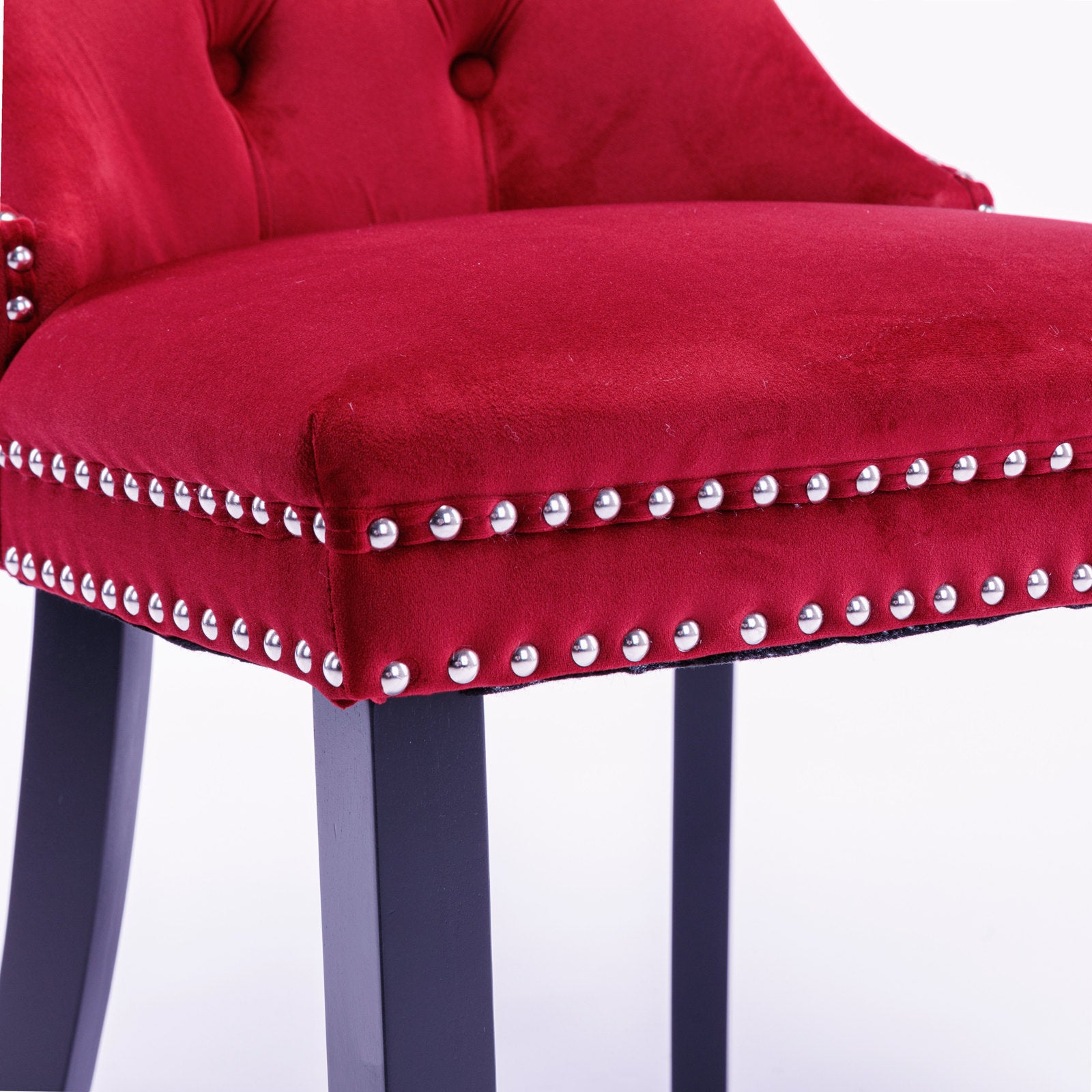 Classic Velvet Dining Chairs (Set of 2) - Wine Red