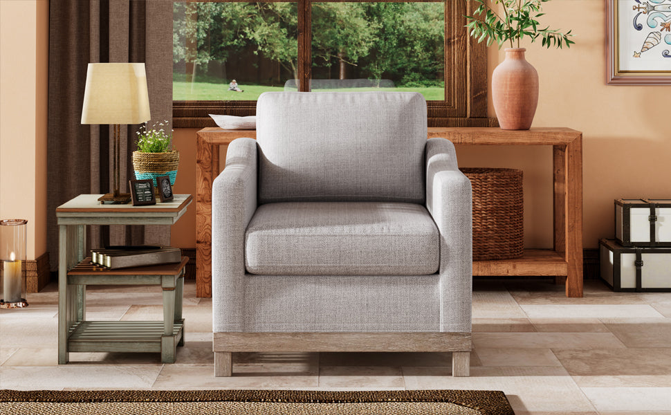 Contemporary Accent Chair with Rubber Wood Base Accent Chair - Grey