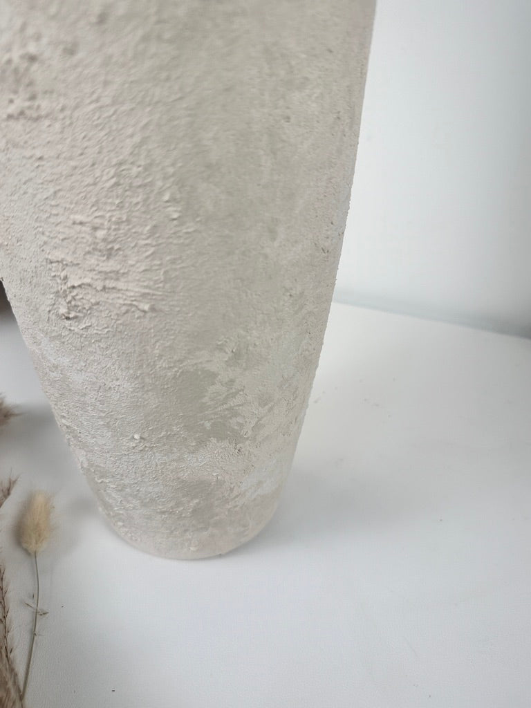Minimalist Textured Hand-painted Ceramic Vase 14.5" tall - Off White washed