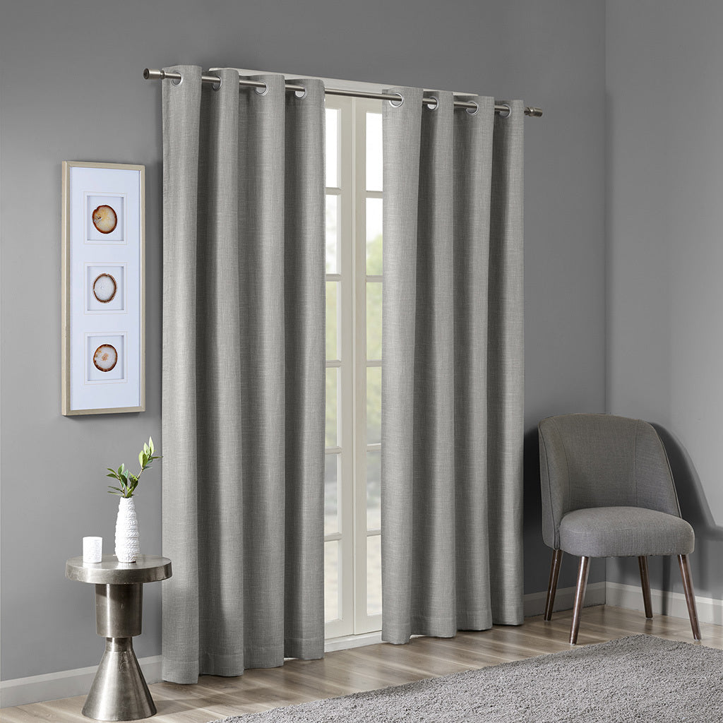 50x84" Printed Heathered Blackout Grommet Top Curtain Panel - Grey