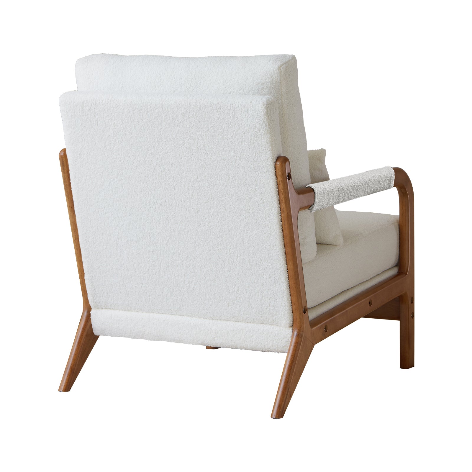 Modern Teddy Fabric Accent Chair Wood Frame - White