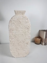 Minimalist Textured Hand-painted Sculpture Floor or Table Vase 17" tall - Cream